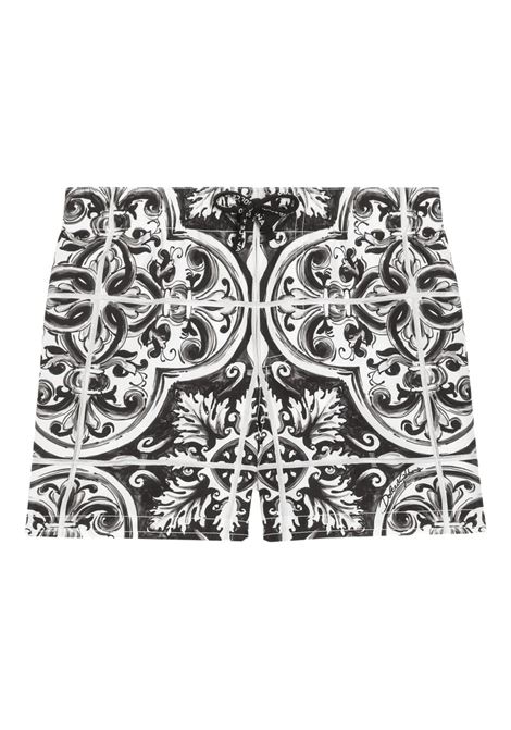 Black Majolica Print Swimwear DOLCE & GABBANA KIDS | L1J818-ON01CHY5DQ